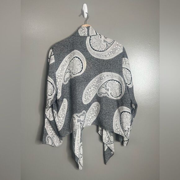 Citron Santa Monica silk open blouse size 1X paisley floral draped artsy artist - Picture 3 of 10